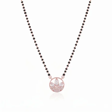 Nishav Jewellers 925 Sterling Silver Lotus Halo Mangalsutra: