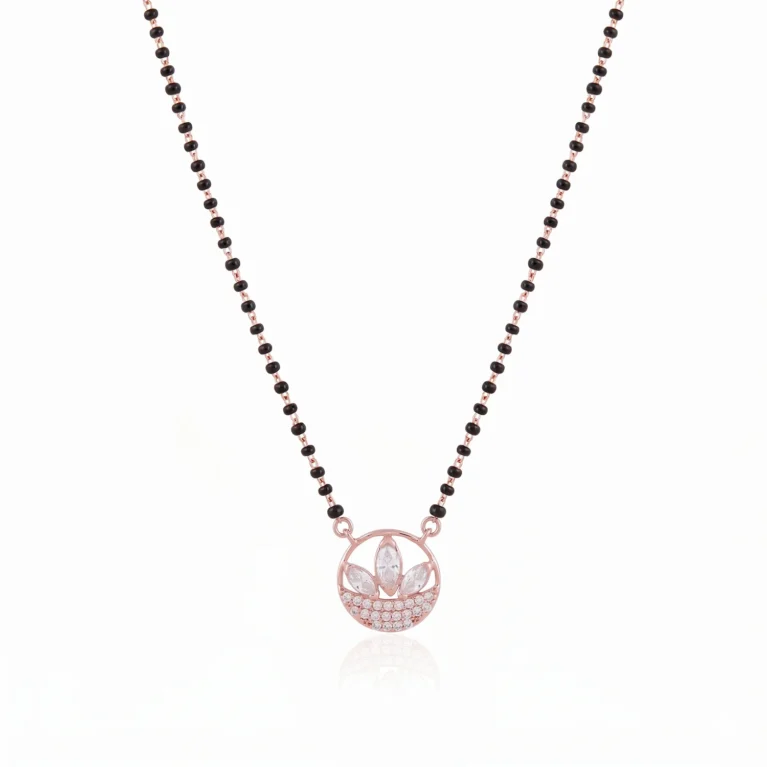 Nishav Jewellers 925 Sterling Silver Lotus Halo Mangalsutra: