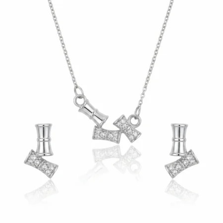 Nishav Jewellers 925 Sterling Silver Lumina Bamboo Necklace Set