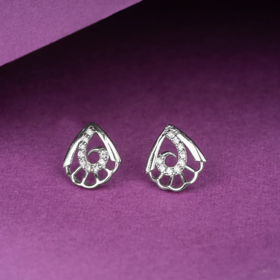Rhodium Plated Filigree Earrings with bg