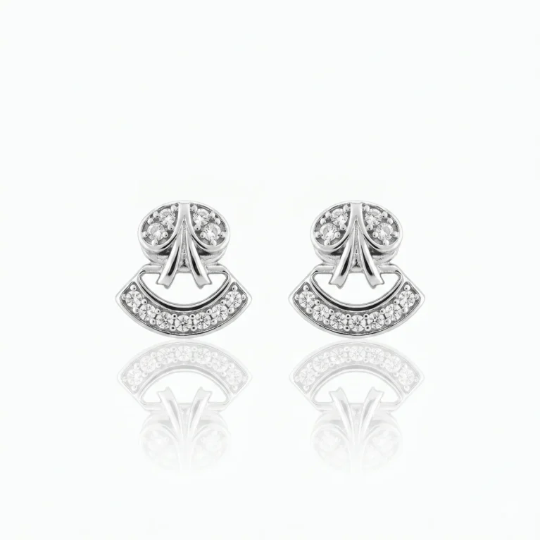Nishav Jewellers 925 Sterling Silver Royal Emblem Fan Earring