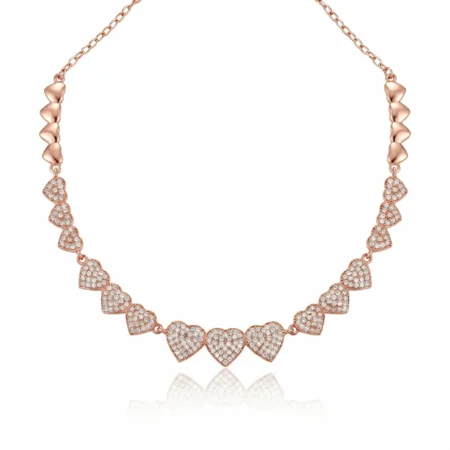 Nishav Jewellers 925 Sterling Silver Serene Heart Link Necklace Set