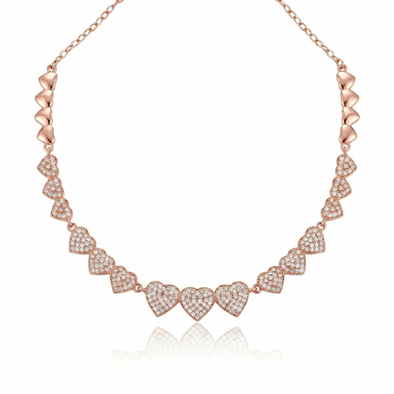 Nishav Jewellers 925 Sterling Silver Serene Heart Link Necklace Set