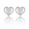 silver Heart Solitaire Earrings C169